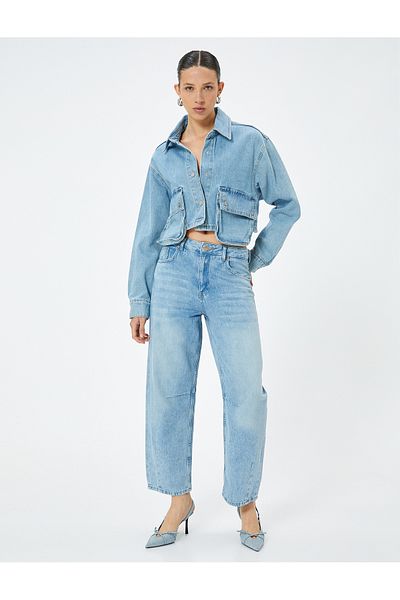 Koton Blugi oversize cu buzunare decupate cu balon - Blugi cu balon