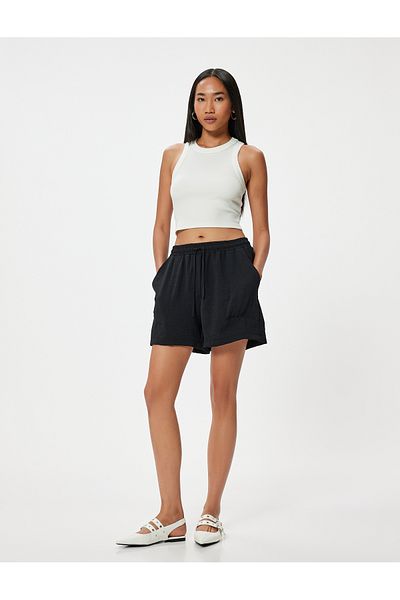 Koton Bequemer Aerobin-Stoff – Shorts mit Taschen, Bindegürtel