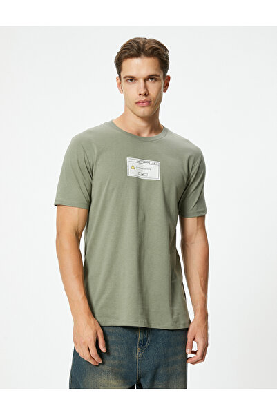 Koton Bavlněné tričko Slim Fit s krátkým rukávem a výstřihem s krátkým rukávem