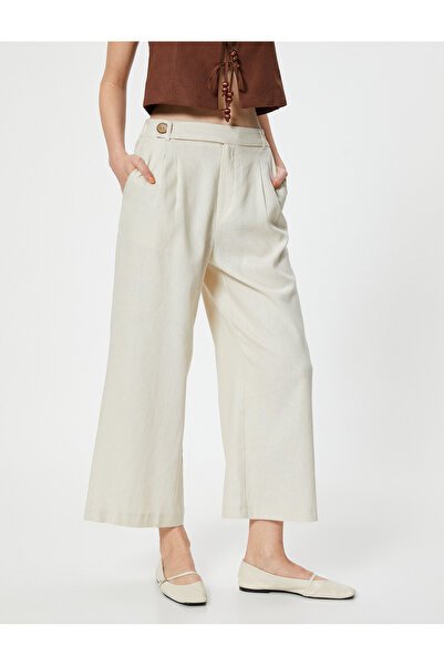 Koton Keten Pantolon Bol Paça Crop