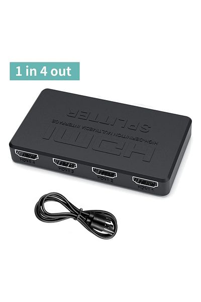 Choice موزع HDMI 1 في 4 مخرجات ومحول فيديو عالي الدقة 4K ومحول كابل متوافق مع HDMI وموزع 1 × 4 لجهاز الكمبيوتر المحمول PS4...