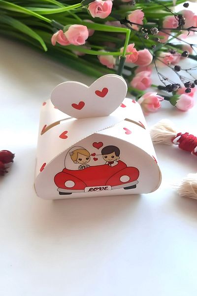 Emtory Home 25 Pieces of Bridal Car Model Heart Candy Box - Chunk Box - Henna Gift - Wedding Gift