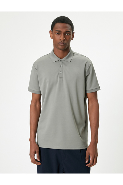 Koton Slim Fit T-Shirt mit Kragen – kurze Ärmel und Knopf