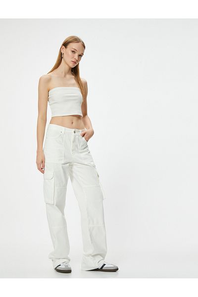 Koton Eve Straight Jeans - Cargo Jeans, Straight Loose Leg and Standard Waist