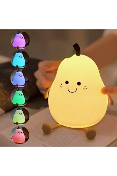 Choice مصباح ليلي LED إبداعي لطيف على شكل كمثرى بسبعة ألوان، قابل لإعادة الشحن عبر منفذ USB، مزود بخاصية التعتيم باللمس، مصنوع من السيليكون، مناسب لغرفة النوم