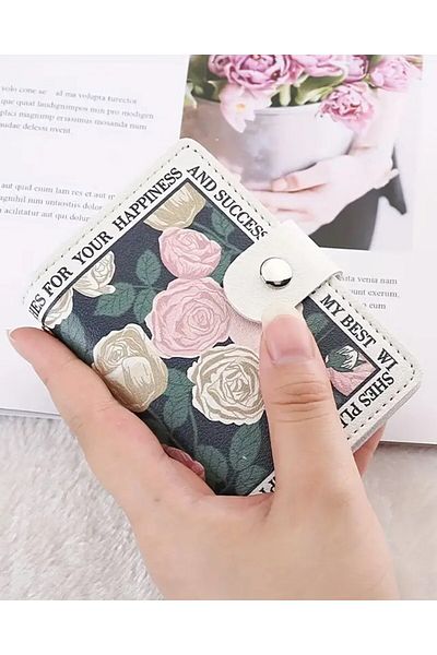 DOODLE Vintage Style Women's Credit Card Wallet with Floral Pattern, Compact Card Holder with Multiple Slots
