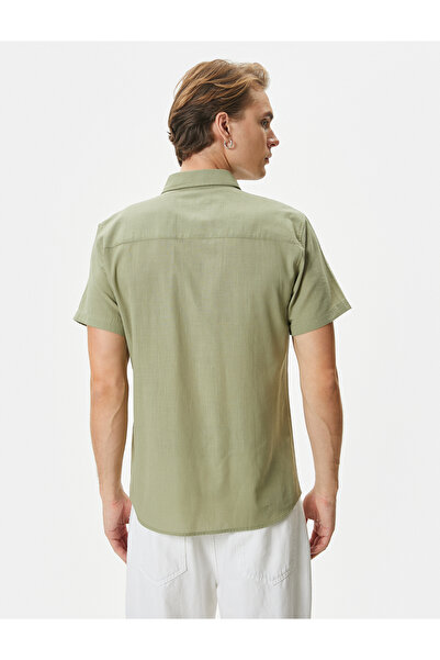 Koton Cămașă cu mânecă scurtă, slim fit, cu guler clasic, cu buzunar cu nasturi