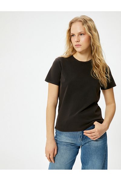 Koton Basic T-Shirt Kurzarm Rundhals Standardschnitt Baumwolle