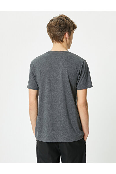 Koton Bedrucktes T-Shirt Slim Fit Rundhals Kurzarm