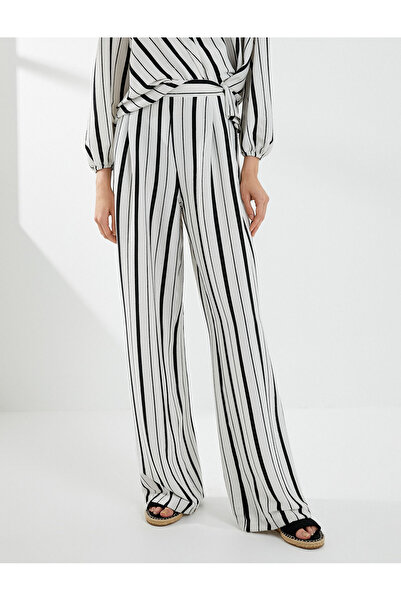 Koton Bol Paça Pantolon Yüksek Bel Rahat Kesim Dokulu