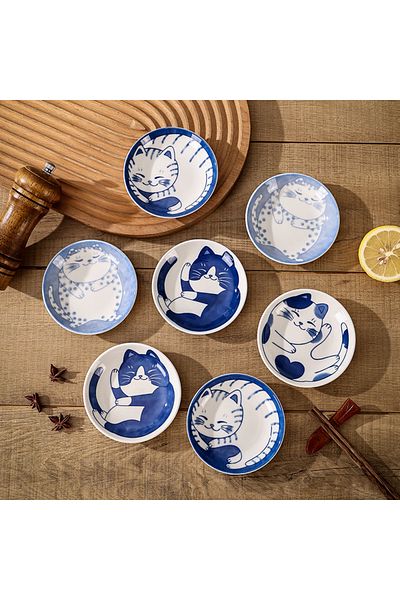 Choice Japanese Style Ceramic Dessert Sauce Dish Tableware Creative Cute Cartoon Lucky Cat Pattern Water...