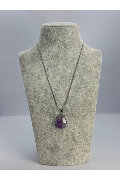 Uzak Işıklar AMETİST OVAL DOĞAL TAŞ KOLYE