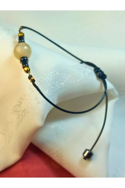 ayrestyle سوار آير بسلسلة من الحجر الطبيعي قابل للتعديل – سيترين (10 ملم) وهيماتيت