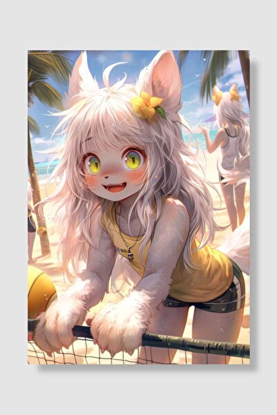 kubdekor Furry Cat Girl v3 Anime Poster Çerçevesiz Yüksek Kalite Duvar Poster