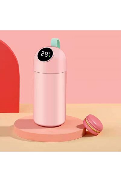 Livava ترمس فولاذي بطبقة مزدوجة مع شاشة رقمية، وردي، 18×7،