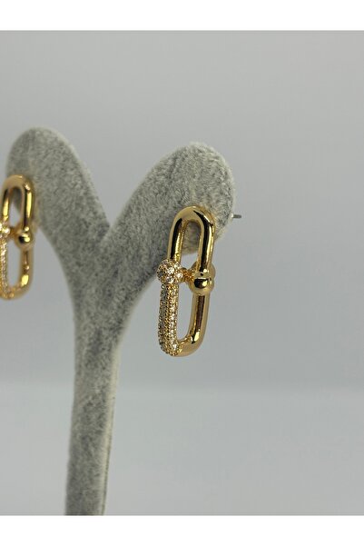 Uzak Işıklar أقراط تيفاني من حجر الزركون الصلب باللون الذهبي