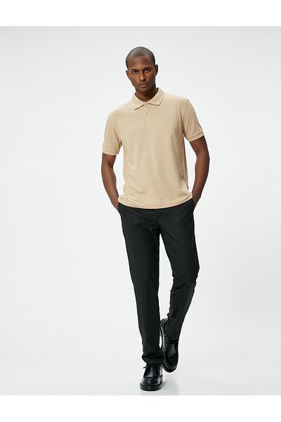 Koton T-Shirt mit Kragen und Knöpfen, Slim Fit, kurze Ärmel
