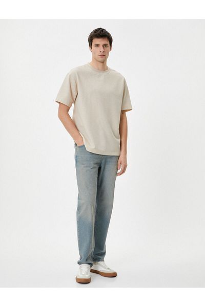 Koton Βασικό T-Shirt με κοντό μανίκι Crew Neck Texture
