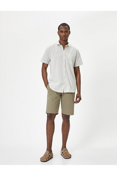 Koton Short Sleeve Shirt Slim Fit Classic Collar Buttoned Pocket Detail