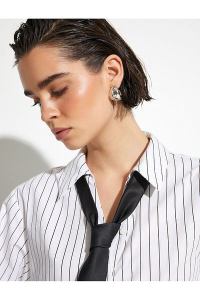 Koton Πουκάμισο Crop Poplin μακρυμάνικο Classic γιακά με κουμπιά