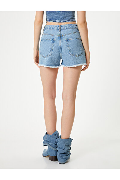 Koton Ψηλόμεσο μίνι τζιν σορτς - με λεπτομέρεια τσέπης
