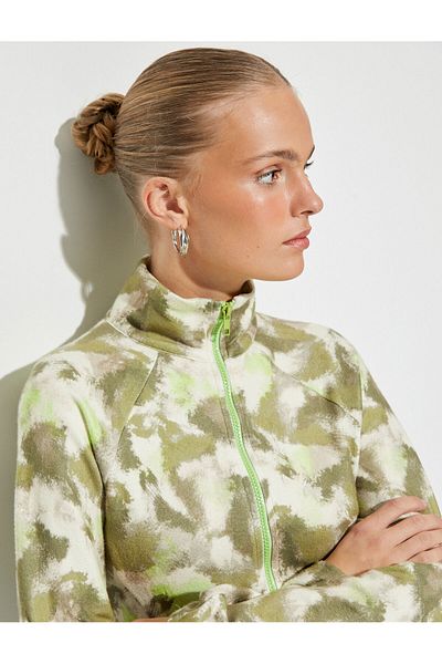 Koton Outdoor Cardigan Zippered Stand Collar Pocketed