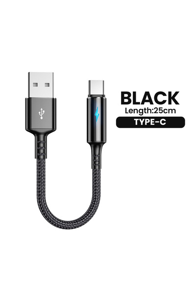 Toocki كابل نوع C بطول 25 سم، كابل USB قصير من نوع C بطول 25 سم، كابل بيانات ميكرو USB Lightning 3A لهاتف iPhone وHuawei Xi