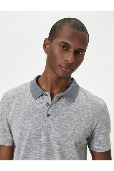 Koton Polo tričko Slim Fit s krátkým rukávem na knoflíky