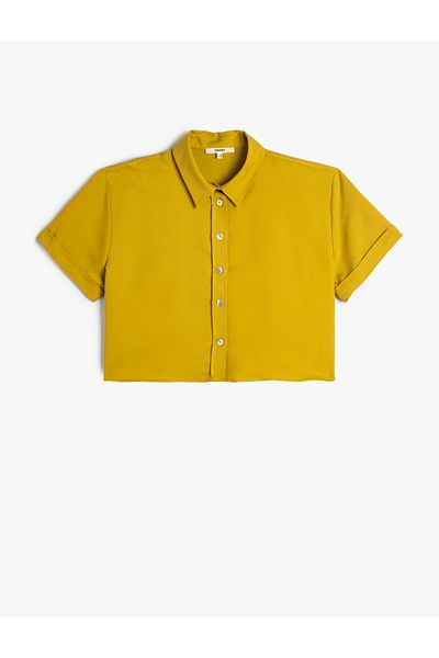 Koton Crop Shirt Short Sleeve Buttoned Modal Blended