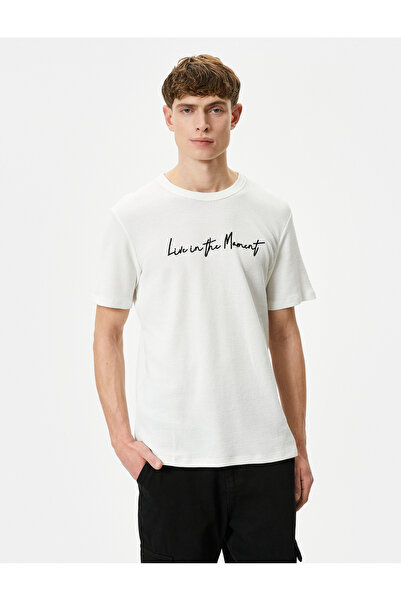 Koton 4SAM10043HK Koton Erkek T-shirt BEYAZ