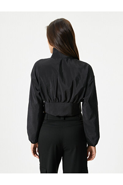 Koton Crop Bomber Jacket Stand Γιακάς με φερμουάρ