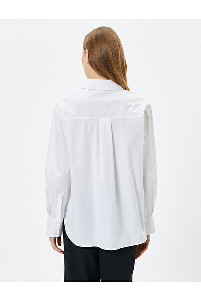 Koton Popelínová košile s dlouhým rukávem zapínaná na knoflíky z tvídové bavlny