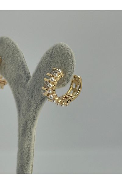 Uzak Işıklar Pearl Steel Hoop Earrings