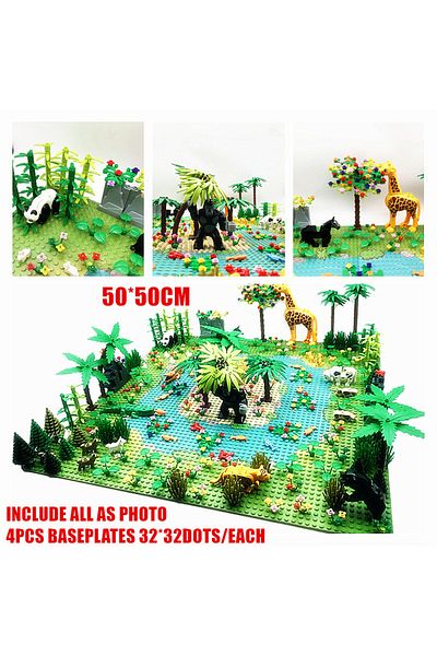 Choice 4river0801 Moc Rainforest Animals Jungle Building Blocks Toys Bush Flower Tree Plants Construction B