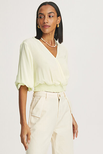 Perspective Olivia Regular Fit Double Breasted Short Lemon Color Women's Blouse