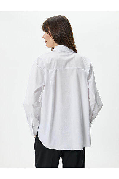 Koton Hosszú ujjú Poplin ing, gombos pamut standard szabású