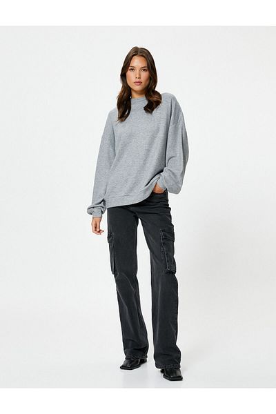 Koton Oversize mikina Crew Neck Balon Sleeve