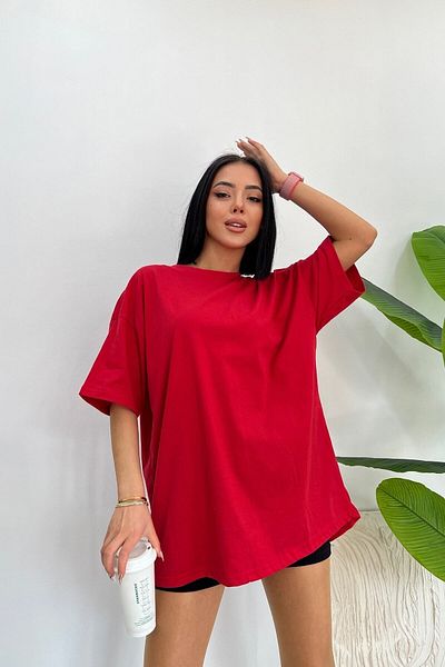 Moda Glo Унисекс памучна тениска тип „бойфренд“ с кръгло деколте