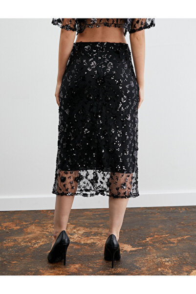 Koton Midi Sequined Sequin Skirt