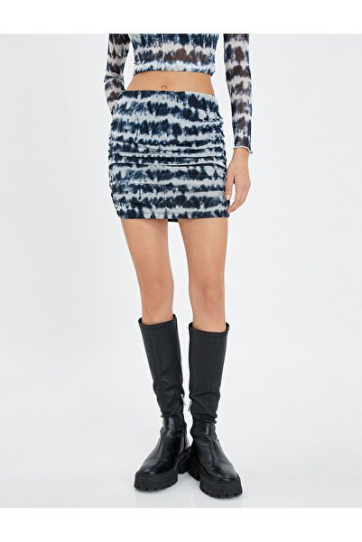 Koton Minirock mit drapiertem Batikmuster und normaler Taille