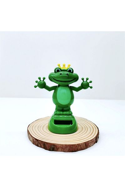 Choice green Car Decoration Solar Energy Decoration Shaking Head Doll Cartoon Frog Prince Shape Decoration