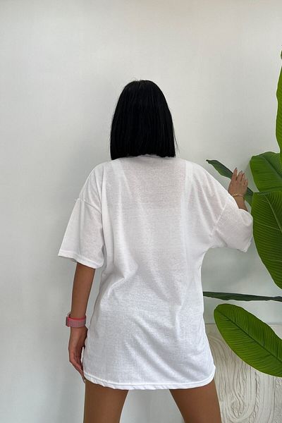 Moda Glo Unisex Μπλουζάκι από Βαμβάκι με Στρογγυλή Λαιμόκοψη Boyfriend Πλεχτό Oversize