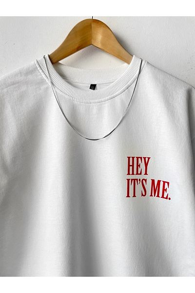 Moda Glo Ανδρικό μπλουζάκι Hey It's Me με στάμπα Crew Neck Oversize