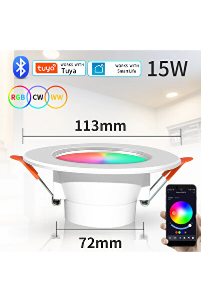 GGBEE قطعتان من مصابيح Tuya الذكية LED الغائرة بقدرة 15 واط، تعمل بتقنية البل...
