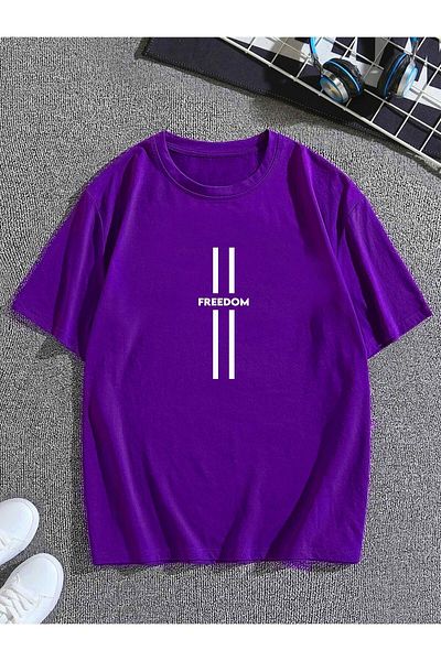Moda Glo Μπλουζάκι Unisex Freedom Purple Oversize με στάμπα