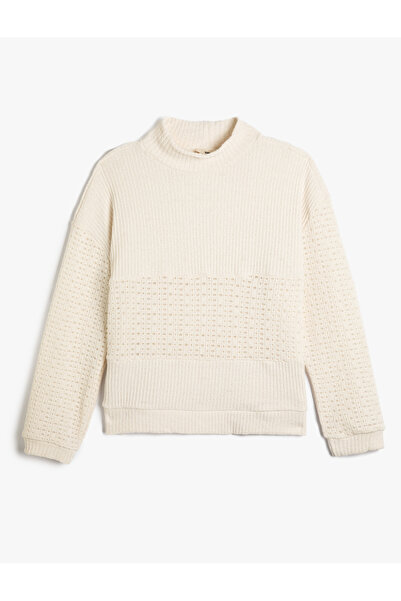 Koton Pulover cu motiv tricotat cu jumătate de gât roșu