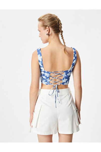 Koton Korse Büstiyer Crop Askılı Çiçekli Kare Yaka