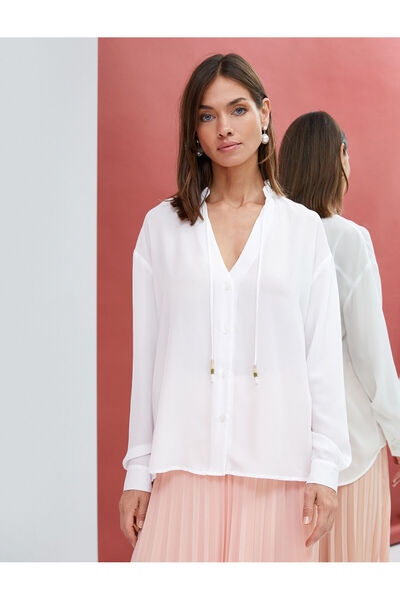 Koton Hosszú ujjú ing V-nyakú gombos nyakkendővel