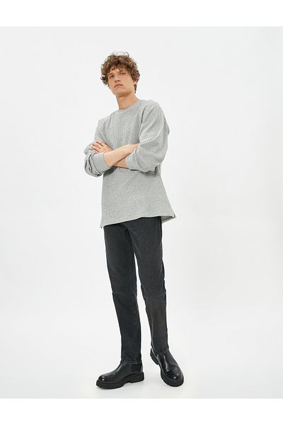 Koton 4wam70058mk 037 Gray Men's Cotton Jersey Sweater