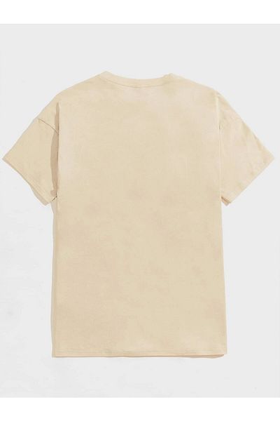 Moda Glo Μπλουζάκι Unisex California Malibu Beach Beige Oversize με στάμπα